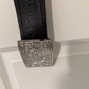 Black Leather Belt with Silver Buckle